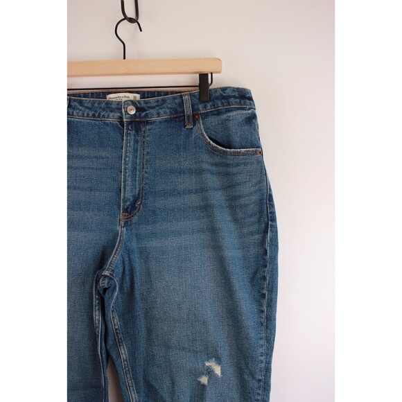 Abercrombie Fitch Womens Jeans Blue The Mom High Rise Denim Ripped Size 33/16 - Picture 8 of 13
